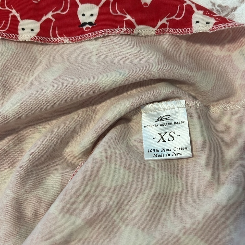Roberta Roller Rabbit 100% Pima Cotton Red Mustache Deer Print Reindeer Top XS - Picture 6 of 9